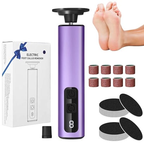 Electric Foot File Hard Skin Remover（9-Speed Adjustment）, Pedicure Sets for Feet, Professional Electric Foot Sander Pedicure Tools for Dry Dead Skin Cracked Heels Calluses (Purple)