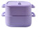 Cocina de vapor de silicona para microondas, contenedor de almacenamiento de alimentos con asa para cocinar verduras al vapor, pescado y aves de corral (morado)