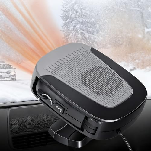 Car Heater,12V 150W Portable Fast Heating Auto Windshield Defogger and Defroster 360 Degree Rotary Automobile Windscreen Heater Plug into Cigarette Lighter for Car RV SUV