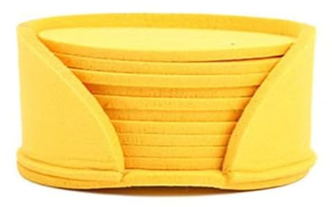 Flaroey 50PCS Round Felt Coaster Dining Table Protector Pad Heat Cup Mat Coffee Tea Hot Drink Mug Placemat Easy Install,Yellow