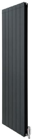 Radiateur en Aluminium 1800mm x 395mm, Chauffage Moderne Vertical à Colonne Plate en Alu Gris Anthracite Mat, Cuisine Salon Salle de Bain [Brosse, Attaches Murales & Supports INCLUS]
