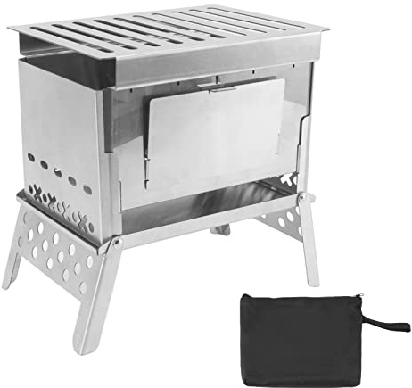 Griglia Barbecue Inox Rettangolare XXL 67x40 cm - Professionale, Portatile e Pieghevole per Esterno, Camping e Picnic - Facile da Montare e Resistente alla Ruggine