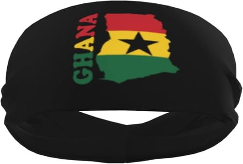 Sport-Schweißbänder mit Ghana-Flaggenkarte für Männer und Frauen, rutschfeste elastische Armbänder und Stirnbänder für Basketball, Tennis, Training, Fitnessstudio, Yoga, saugfähig und atmungsaktiv (sc