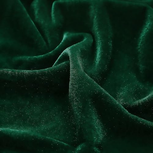 Pannesamt Stoff Meterware 2M x 155cm, Dunkelgrün Samtstoff Velvet Dekostoff Meterware für Vorhänge Gardinen Tischdecke Sofabezug