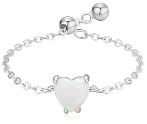 KnSam Echt Goldschmuck PT950 Platin Partnerringe, Zierlich Trauringe mit Opal Herzschliff, Ring Platin, Gr.62 (19.7)