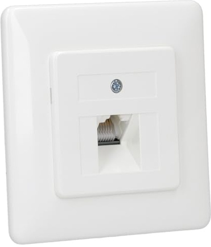 RKB Netzwerkdose/Datendose LAN 80000001, 5 Gbit/s, 1-fach RJ45, für Cat.6 & Cat.7 Kabel, LSA, mit Unterputz-Abdeckung reinweiß
