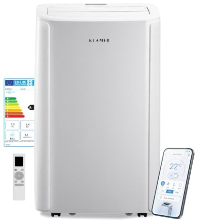 KLAMER Mobile Klimaanlage 12000 BTU, bis 43m², 3-in-1, Abluftschlauch