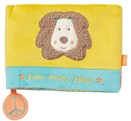 Fehn 066333 Fotobuch Löwe – Soft-Bilderbuch zum Gesichter merken und Namen lernen für Babys und Kleinkinder ab 0+ Monaten – Maße: 20 x 15 cm