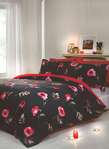 Rapport Home Darcy Duvet Set, SuperKing-Red, Polyester-Cotton, Super-King