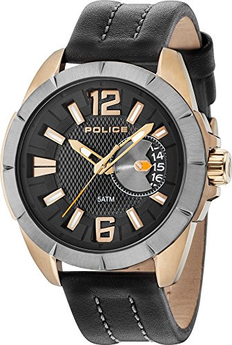 Police Herren Armbanduhr Analog Quarz Leder PL15240JSKU.02