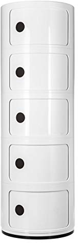 Costello Curvaso 5 TIER BATHROOM STORAGE UNIT BEDROOM ROUND CORNER ABS PLASTIC MULTI PURPOSE CABINET DRAWER HALLWAY (5 TIER ALL WHITE)