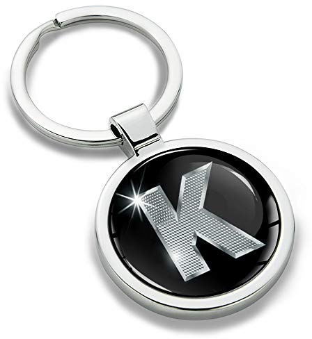 Biomar Labs Buchstaben Schlüsselanhänger aus Edelstahl mit Initialen im Alphabet Design stilvoller Metall Keyring für Auto und Schlüsselbund in Silber (K in Silber KK 11)