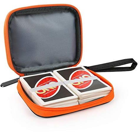 YSAGi Travel mit UNO-Tasche Kompatibles Kartenspiel, Platz für bis zu 150 Karten, weiches Tuch Wasserdichter Rundumschutz Kompatible UNO-Karte für Spiele im Freien oder Camping (Schwarz)