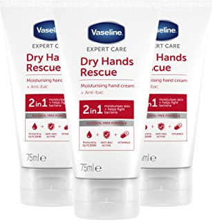 Vaseline Expert Care Dry Hands Rescue Anti-bac Hand Cream pack of 3 moisturises and protects against bacteria for dry skin 75 ml