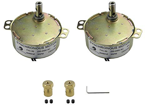 CHANCS 2PCS Synchronous Motor TYC-50 220V Turntable Motor 5-6RPM With 7mm Flexible Coupling Connector Electric Motor Turntable Gear Box for Cup Turner Hand-Made