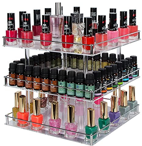 MK302-B - Acrylic Nail Polish Rotating Display Rack (3 Tier)