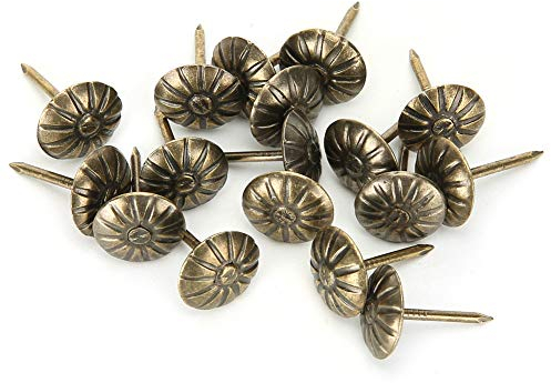 Oumefar 500 pièces 11 x 16mm meubles clous tapisserie d'ameublement punaises chrysanthème motif rétro Bronze fer ongles broches pour canapé liège décoration fixe Hardware
