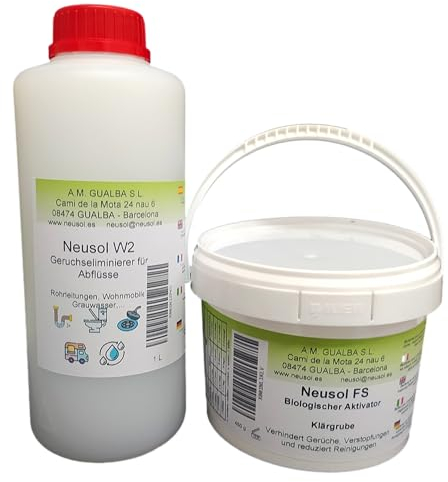 Neusol FS W2 Pack Biologischer Aktivator Klärgrubenbehandlung Bakterien und Enzyme. Geruchsbeseitiger Abflussrohre Schwarz- und Grauwasser (Pack, 1500, gr)