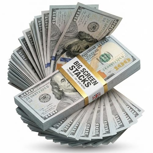 Big Screen Stacks,Prop Money,Faux dollars américains réalistes – 10 000 $ entièrement imprimés (édition 2013) – Sangle de rechange – Accessoires de film pour faux billets de jeu pour jeux de casino