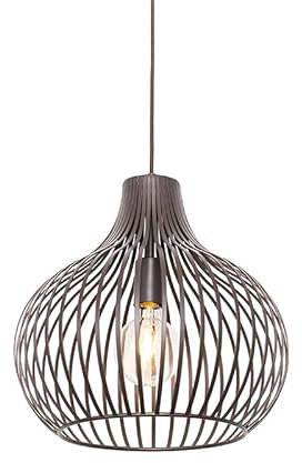 Qazqa - Moderne Hängelampe I Pendellampe I Pendelleuchte braun 38 cm - Sapphira I Wohnzimmer I Schlafzimmer - Aluminium Rund - LED geeignet E27