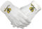 Freimaurer-Handschuhe aus Baumwolle, bestickt, 23 x 8 cm, Weiß, weiß, L
