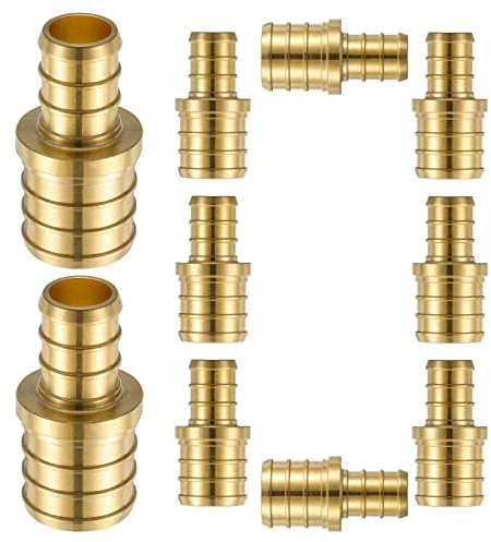 Lidertik PEX Fittings 3/4 auf 1/2 Reduzierstück PEX Adapter Messingkupplung 3/4 Zoll PEX F1807 auf 1/2 Zoll PEX F1807 Crimprohrverschraubung bleifreies Messing