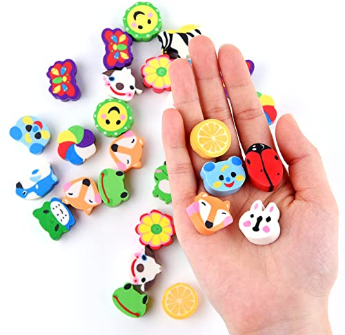 NEBURORA 30 Stück Gummi-Radiergummis, Sortiment für Partygeschenke, Tierradiergummis für Hausaufgaben, Belohnungen, Bleistift-Radiergummis, Geschenke für Studenten (zufälliger Stil)