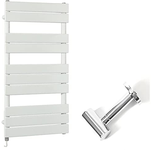 Milano Lustro 600W White Flat Panel Electric Heated Towel Rail Cable Cover - 975mm x 450mm