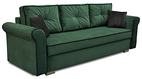 bonni Schlafsofa Merida, Sofa mit Bettkasten und Schlaffunktionn, Klappsofa, Schlafcouch, Bettsofa, Couch vom Hersteller,Couch, Couchgarnitur, Sofagarnitur (Königlich Grün)