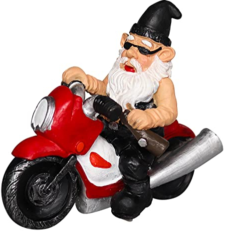 nezababy Statuettes de Nain de Jardin Amusantes en résine pour l'équitation, la Moto, l'extérieur, l'intérieur, la pelouse, la Cour, la terrasse