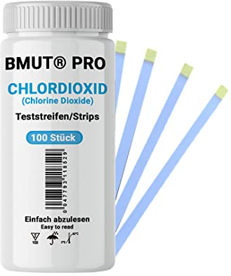 100x Chlordioxid Teststreifen (0-2000 ppm) Lösung (CDL/CDS) Schnelltest Wasser (Chlorine Dioxide)