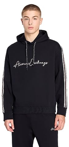Armani Exchange Bright Up MLD Men's Long Sleeves with Tape, HoodedHooded SweatshirtBlueMedium