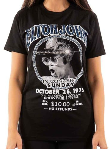 Elton John T Shirt Diamante in Concert Logo Official Unisex Black