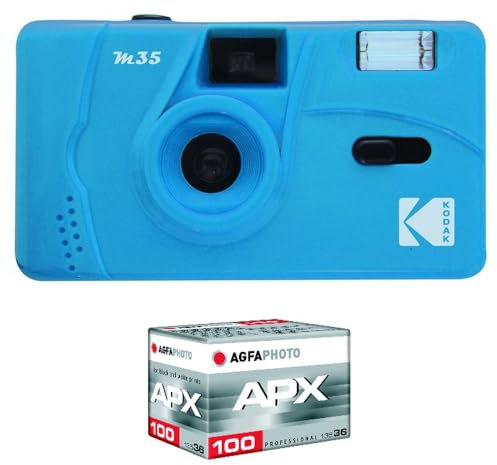 KODAK M35 - Fotocamera ricaricabile da 35 mm, obiettivo grandangolare fisso, mirino ottico, flash incorporato, batteria AAA