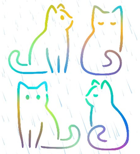 LINGJIONG Niedliche Katzen-Cartoon-Aufkleber fürs Auto,Vier Katzen Katzenaufkleber für LKWs | Katzen-Autoaufkleber für Heckscheibe, Cartoon-Autoaufkleber, Auto-Autoaufkleber, Katzenaufkleber für LKW