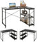 COSTWAY Schreibtisch L-Form, Computertisch mit Regal rechts oder Links, Eckschreibtisch mit Ablagefächern, Ecktisch Bürotisch für Heimbüro, kleine Räume, 120 x 88 x 74,5 cm (Schwarz)