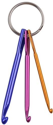 2 Stück Häkelnadel Schlüsselanhänger Kit 3/4/5Mm Tragbare Mini Diy Kreative Schlüsselanhänger Handwerk Stricknadel Werkzeuge Für Reisen Im Freien (Blau, Lila, Gelb)
