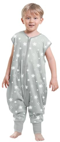 Lictin Schlafsack mit Füßen 2.5 Tog, Winterschlafsack mit Füßen 90cm, Bio Baumwolle Baby Schlafsack mit Füßen, Niedliche Sterne Schlafsack mit Beinen, Winterschlafsack mit Füßen für Baby