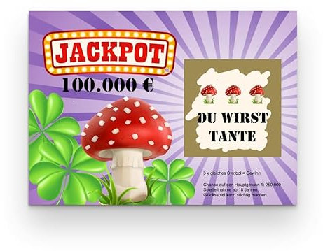 Nastami Schwangerschaft verkünden mit GLÜCKSLOS zum Rubbeln Rubbellos Schwangerschaft (Tante)