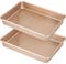 Cyimi Backblech, 2x Auflaufform, Kuchenblech Backofenblech Rechteckige Ofenblech Fettpfanne für Backen, 32,3 x 26,7 cm x 6,4 cm, Gold