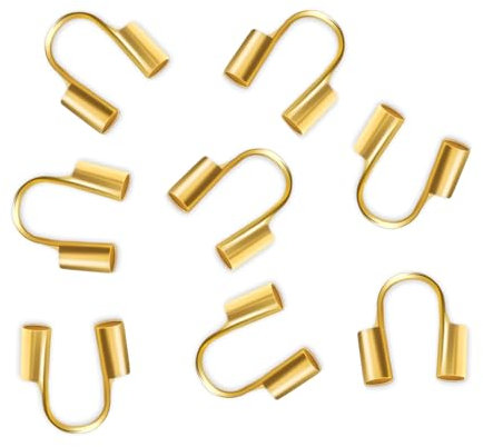 100 Pcs Brass Wire Protector - 18K Gold Plated Brass Metal Wire Protectors for Jewelry Making, U Shape Wire Guardian Loops for Earring Necklace Bracelet Making