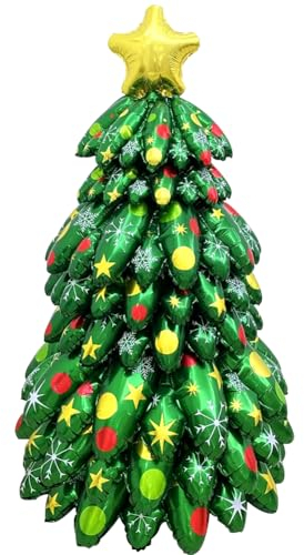 RLokK Weihnachtsbaum-Luftballons, Aluminium-Stern-Ballons, Grüne Christbaum-Deko für Familien, Kinder und Erwachsene