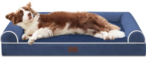 WESTERN HOME Hundebett Hundekorb Grosse Hunde OrthopäDisches Hundebett Hundesofa Wasserdicht 106x76x19cm Hundebetten mit Waschbar Abdeckung Hundekorb Grosse Hunde, Grau