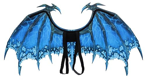 CUTeFiorino Spiele Pferde Mädchen Halloween-Kostüme Drache ?????????? Glitzernde, faltbare Spielkostüme mit Feuereffekt und Farbverlauf für Damen und Herren Dinosaurier Anmalen (Blue, A)