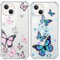 Xylota 2 Stück Handyhülle für iPhone 14/iPhone 13 6,1 Hülle, Durchsichtig Aesthetic Schmetterling Muster Case, Transparent Dünn Silikon Weich TPU Stoßfeste Kratzfest Schutzhülle Frauen Mädchen Cover