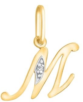 Rodium - Goldene Anhänger, Buchstabe M mit Zirkonen, 14 Karat Gold/ 585er Feingehalt, Charms für Halskette oder Ketten Armband, Idealer Goldener Schmuck für Damen, Kettenanhänger für Goldschmuck