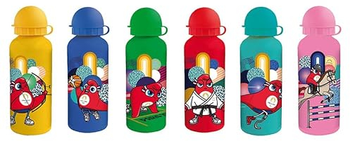 FUN HOUSE JEUX OLYMPIQUES PARIS 2024 GOURDE JO ALUMINIUM 500 ML - LIVRAISON ALEATOIRE : ROUGE, VERT, ROSE, BLEU, JAUNE OU TURQUOISE
