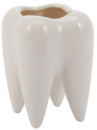 Ohsilv Zahnform Weisse Keramik Blumentopf Modernes Design Pflanzgefaess Zaehne Modell Desktop Topf Kreative Geschenk (Ohne Pflanzen)