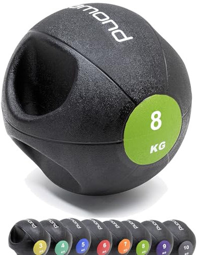 G5 HT SPORT DIAMOND Medizinball Double Grip [3 bis 10 kg] | Ø 21 cm bis 28 cm | für Fitness, Rehabilitation für Home Gym und Gym (8 kg)