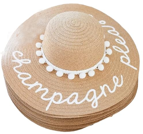 Sombreros De Playa Personalizados For Dama De Honor, Nombre Personalizado, Sombrero De Sol Mujer, Paja Plegable De ala Ancha, Sombrero De Verano For Piscina Al Aire Libre, Viajes, Playa(Beige)